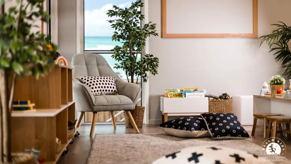 A Beach Kids Cabarita learning space with windows looking out to the ocean