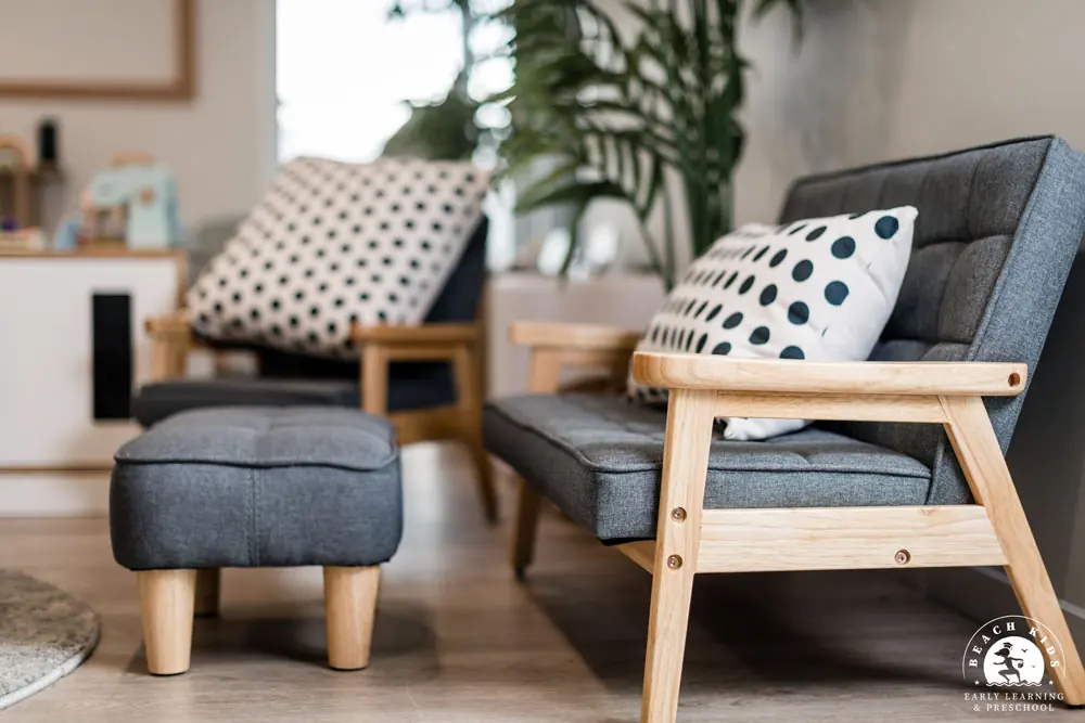 A calm lounge space with soft seating in the Cabarita nursery